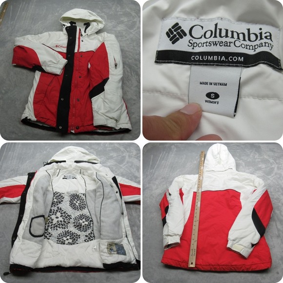 Columbia Ski Jacket Womens Small Red Hooded Waterproof Insulated Snowboarding - Picture 1 of 16
